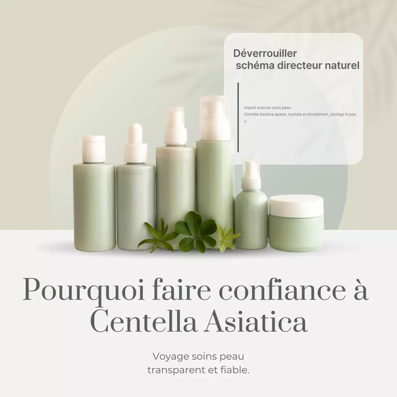 Publicité minimaliste verte pour les soins de la peau sur les réseaux sociaux