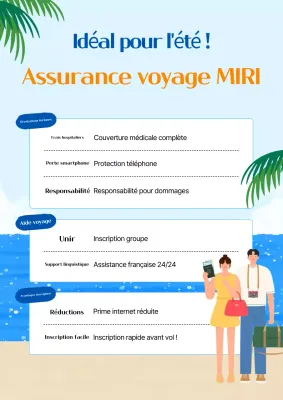 Publicité pour une assurance voyage à l'étranger propre et bleue