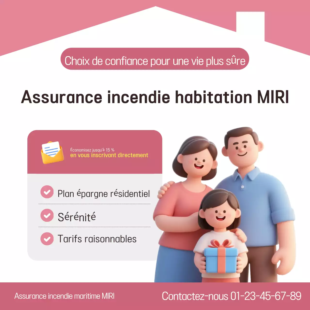 Publicité d'assurance simple et rose