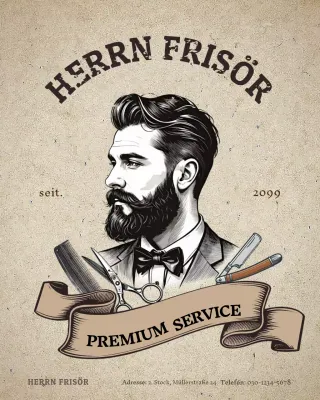 Beige Vintage Barbershop-Werbung