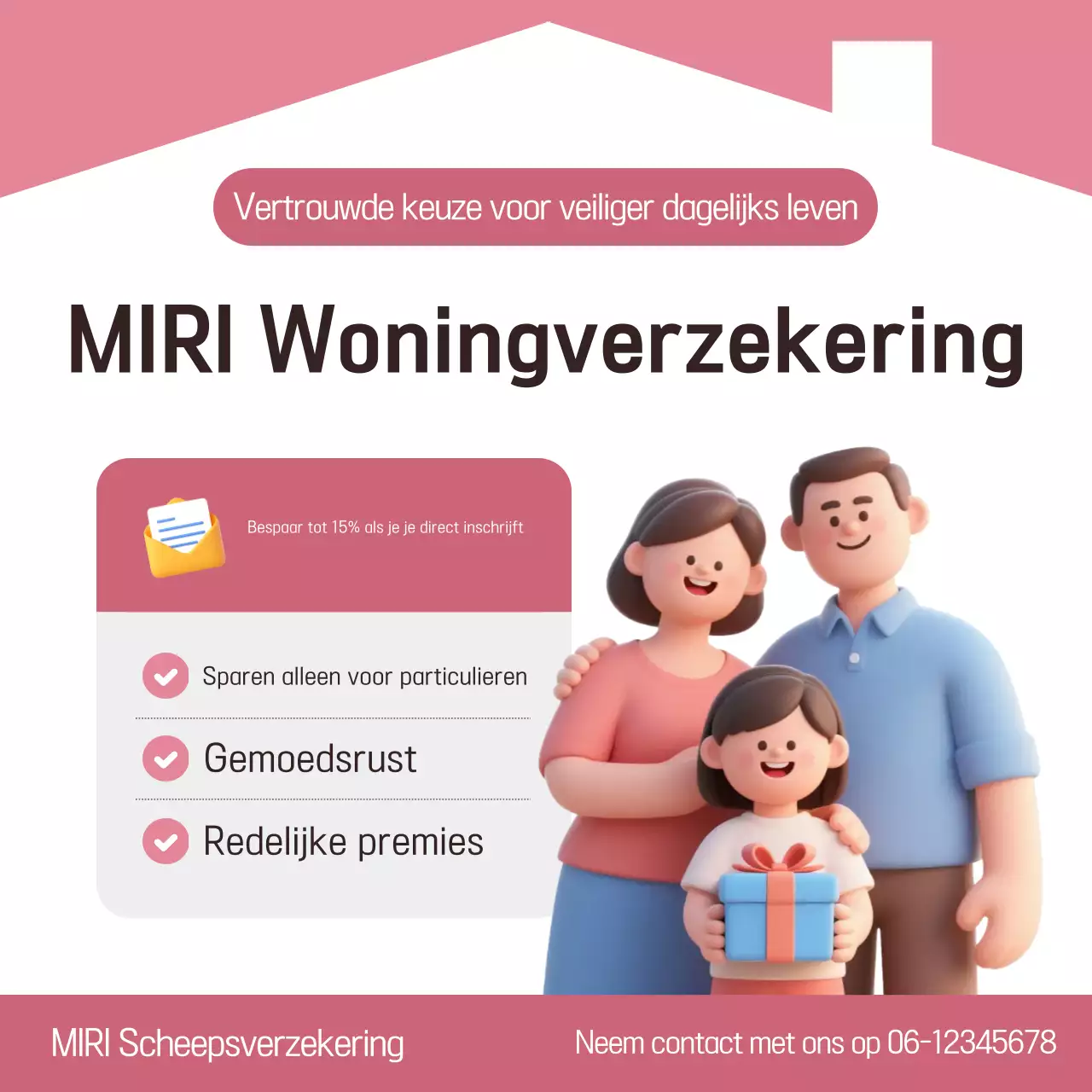 Roze eenvoudige verzekeringsadvertentie