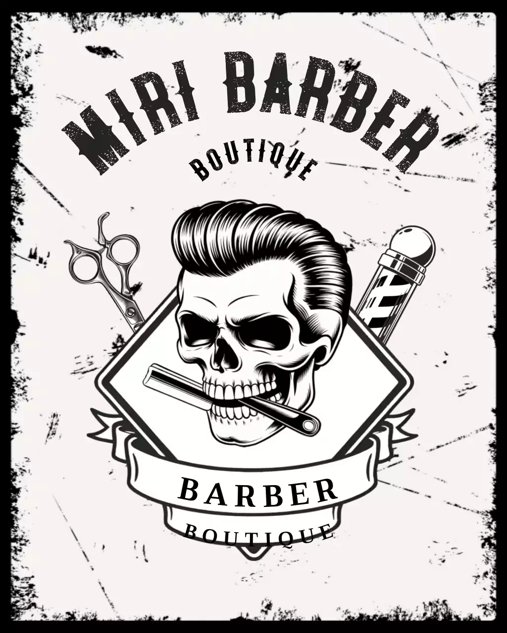 logo de salon de coiffure vintage noir