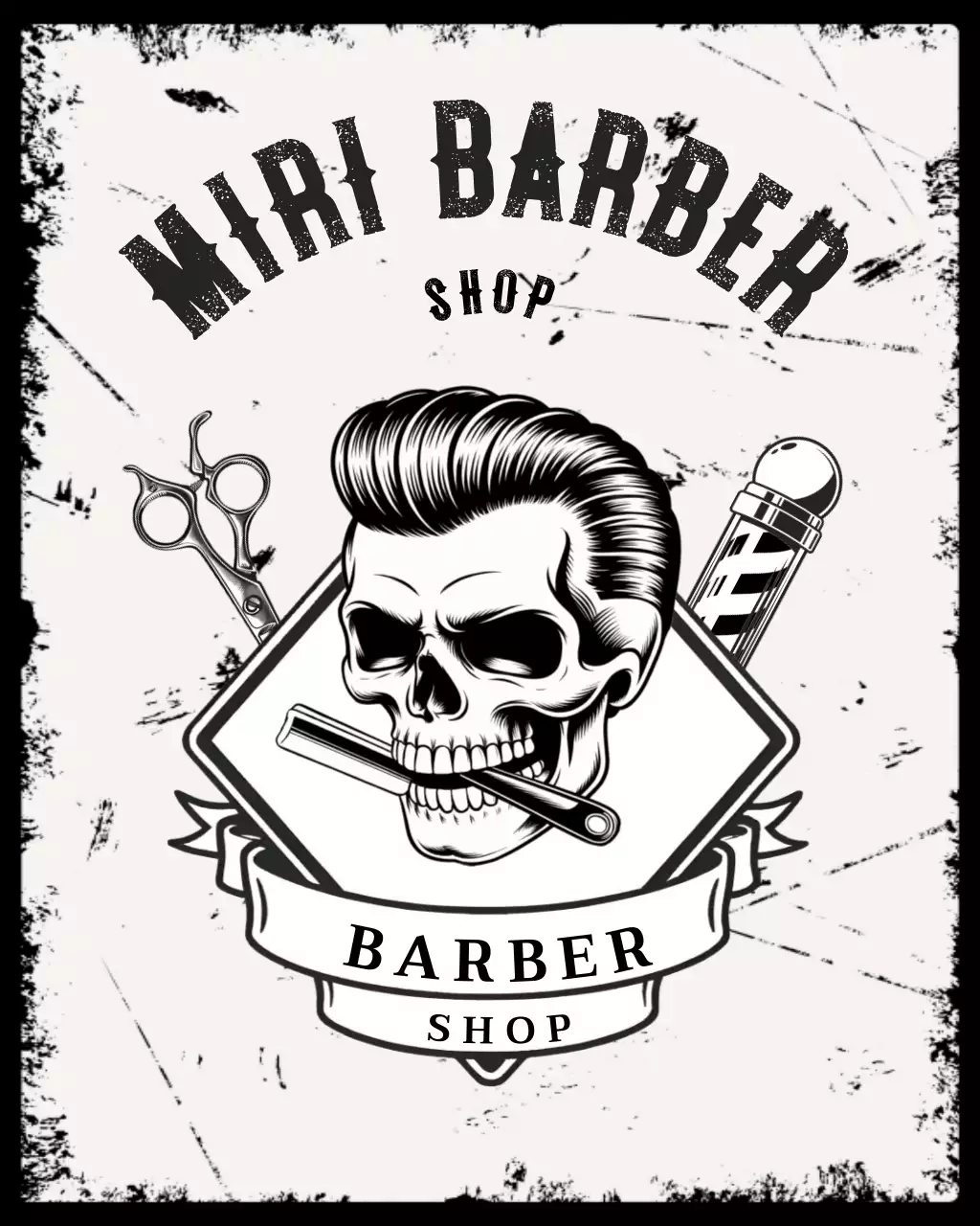 schwarzes Vintage-Barbershop-Logo