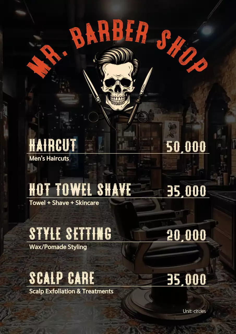 menu barbershop vintage warna coklat