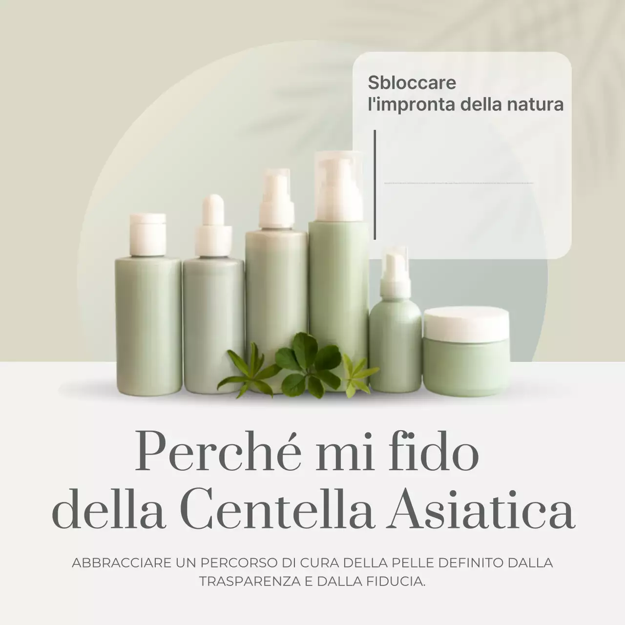 Pubblicità per la cura della pelle minimalista verde sui social media
