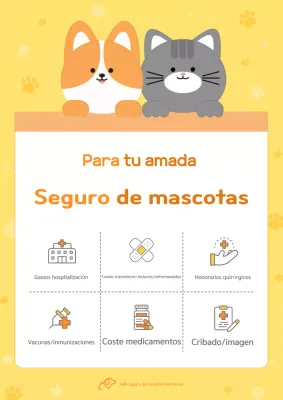 Anuncio amarillo de seguro para mascotas