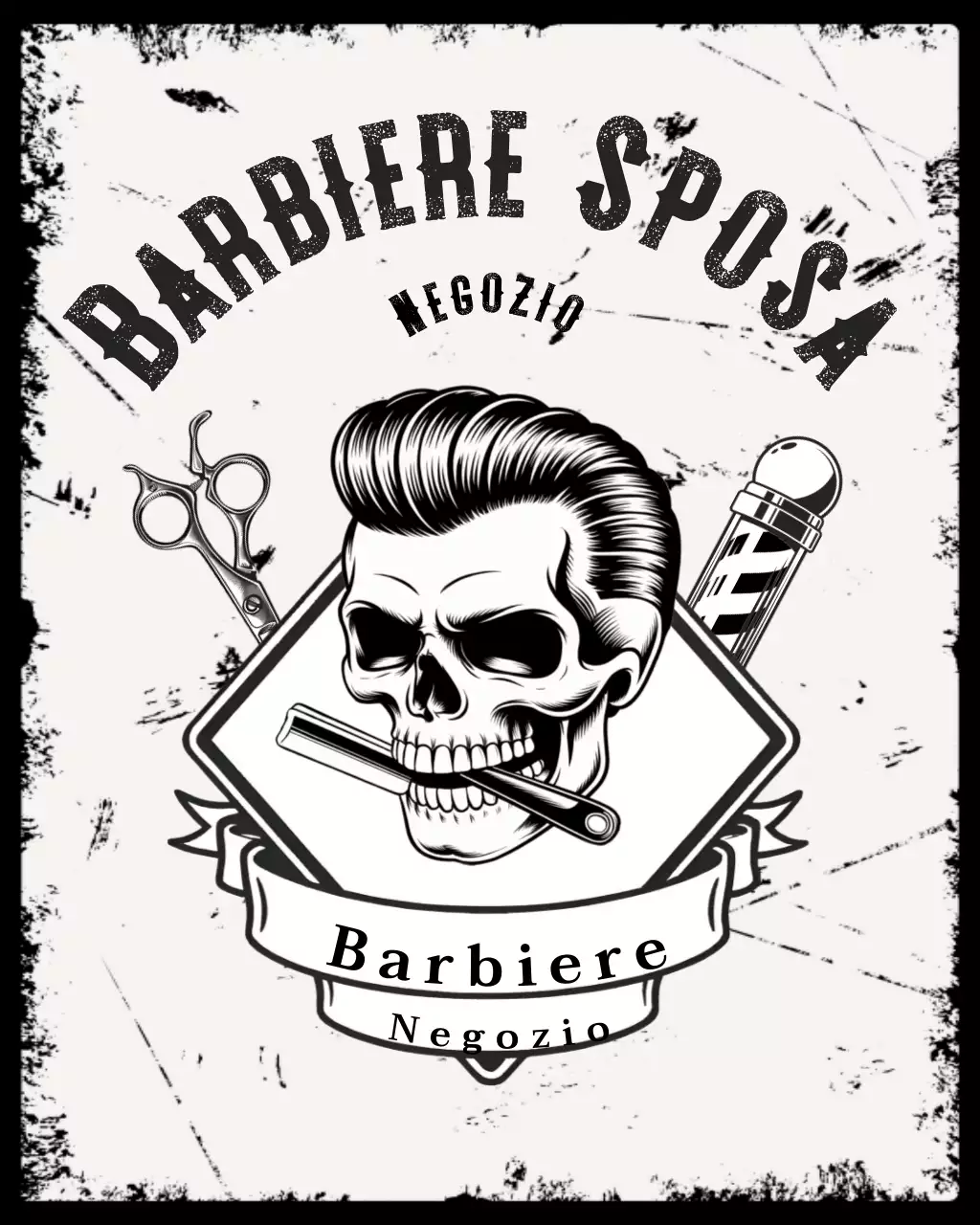 logo vintage nero da barbiere