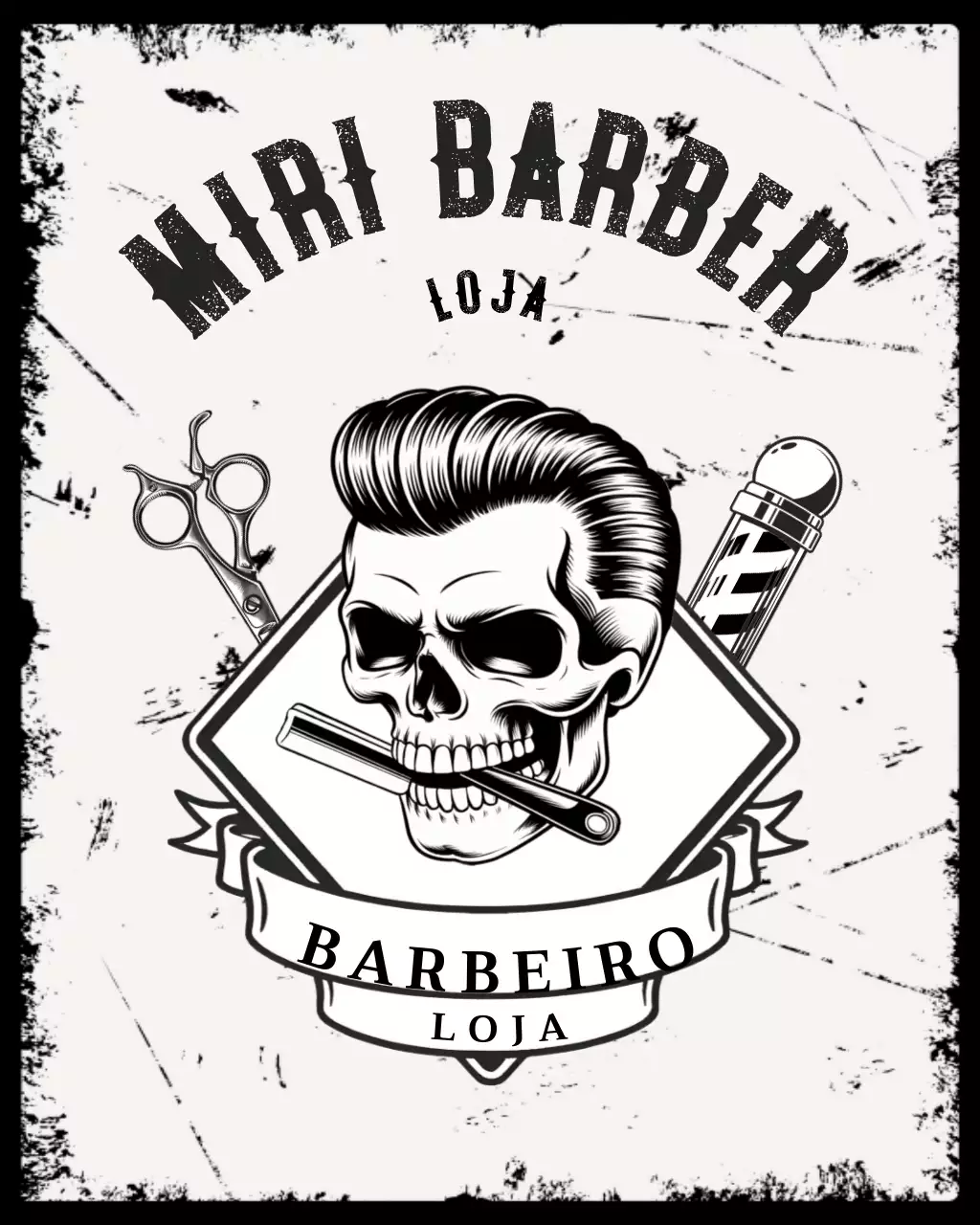 logotipo de barbearia vintage preto