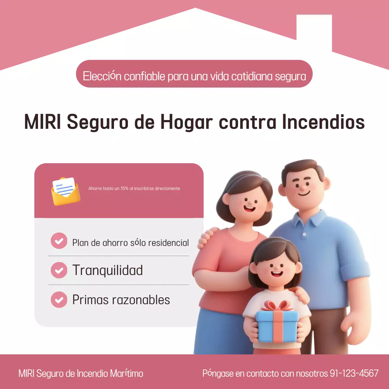 Anuncio de seguros sencillo de color rosa