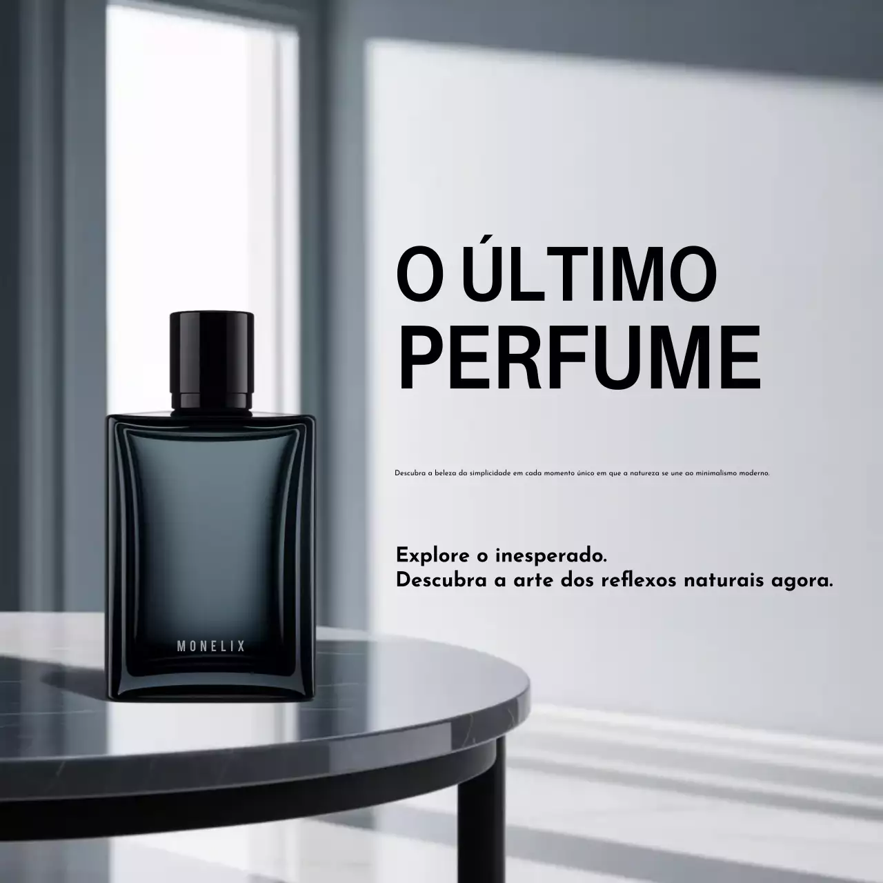 Anúncio de fragrância moderna preta nas redes sociais