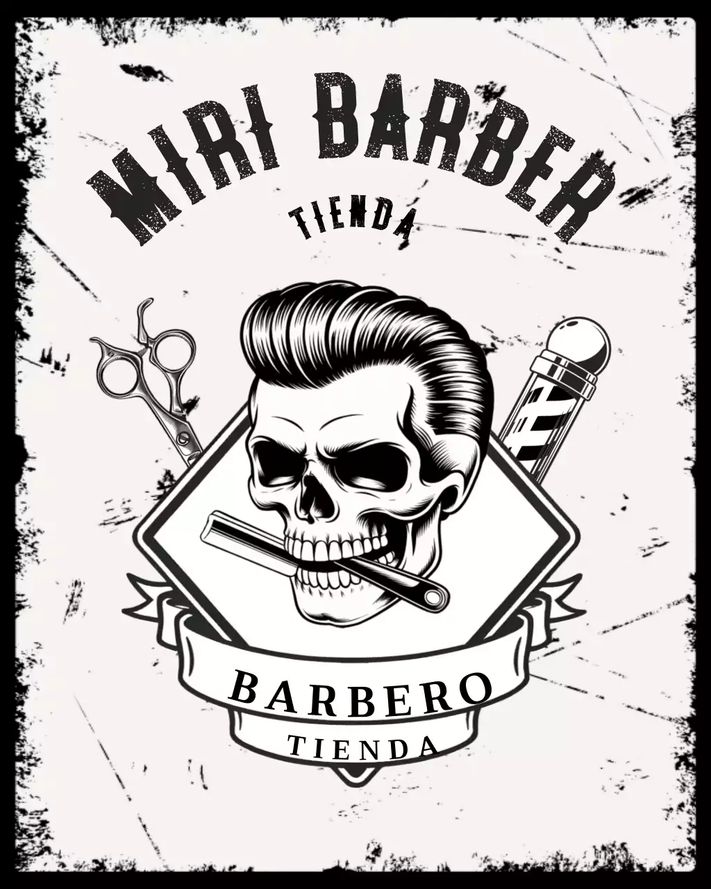 logotipo de barbería vintage negro