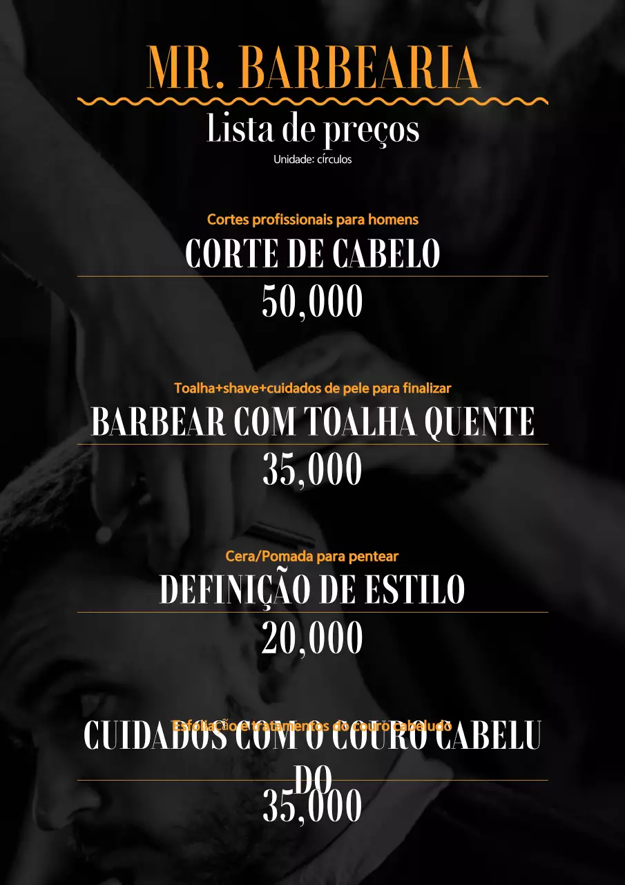 Guia de Preços da Orange Modern Barbershop