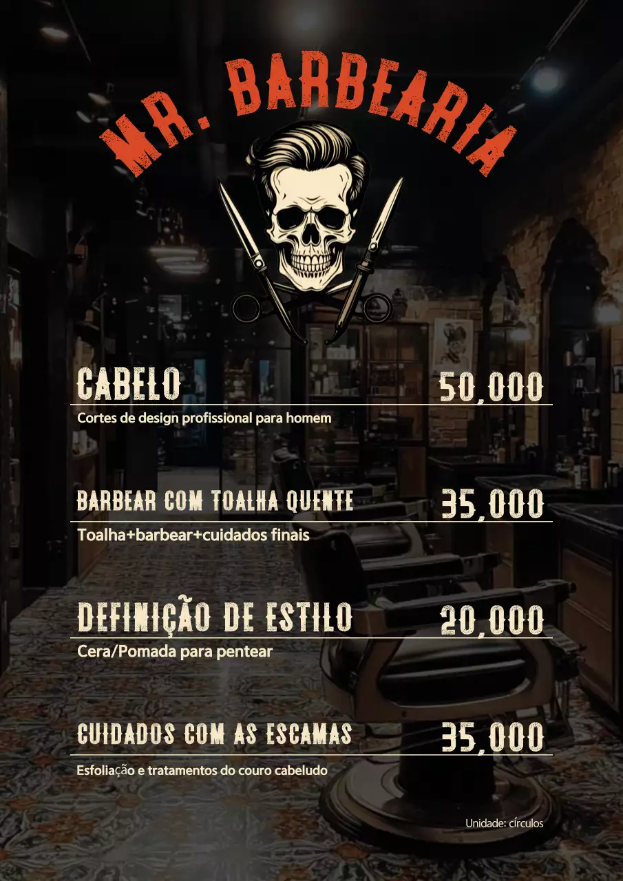 cardápio de barbearia vintage marrom