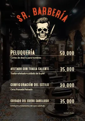 Menú de barbería vintage marrón