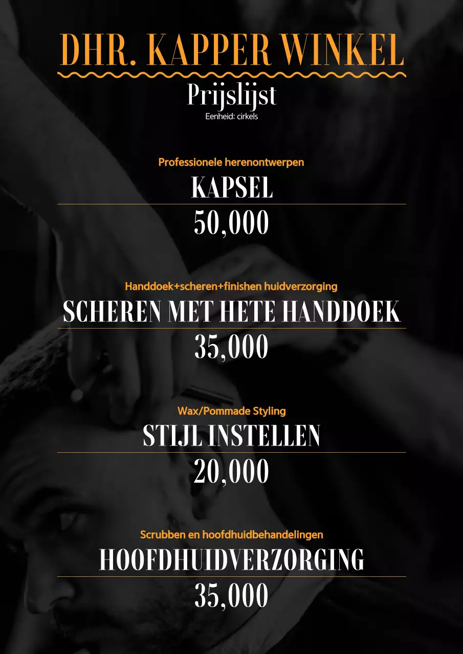 Prijslijstgids voor Orange Modern Barbershop