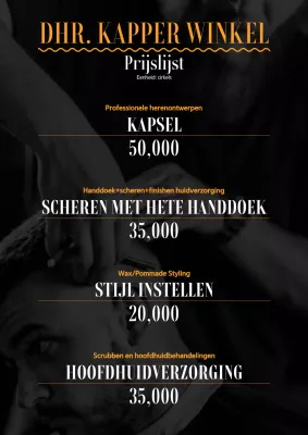 Prijslijstgids voor Orange Modern Barbershop