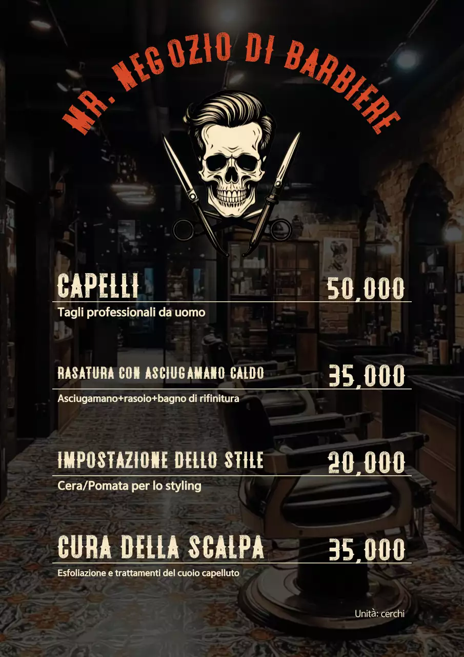 menu del barbiere vintage marrone