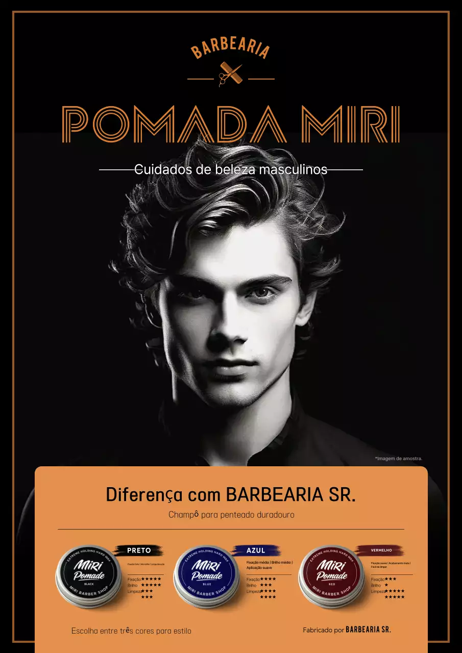 Anúncio de estilo de cabelo moderno preto