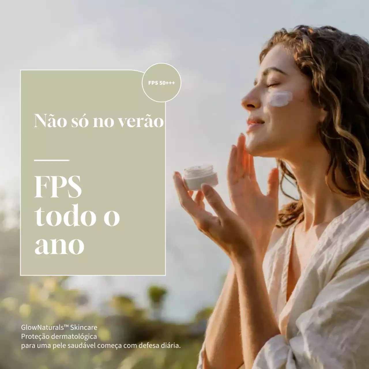 Anúncio de cuidados com a pele natural bege nas redes sociais