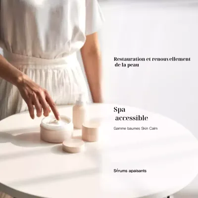 Publicité minimaliste beige pour les soins de la peau sur les réseaux sociaux