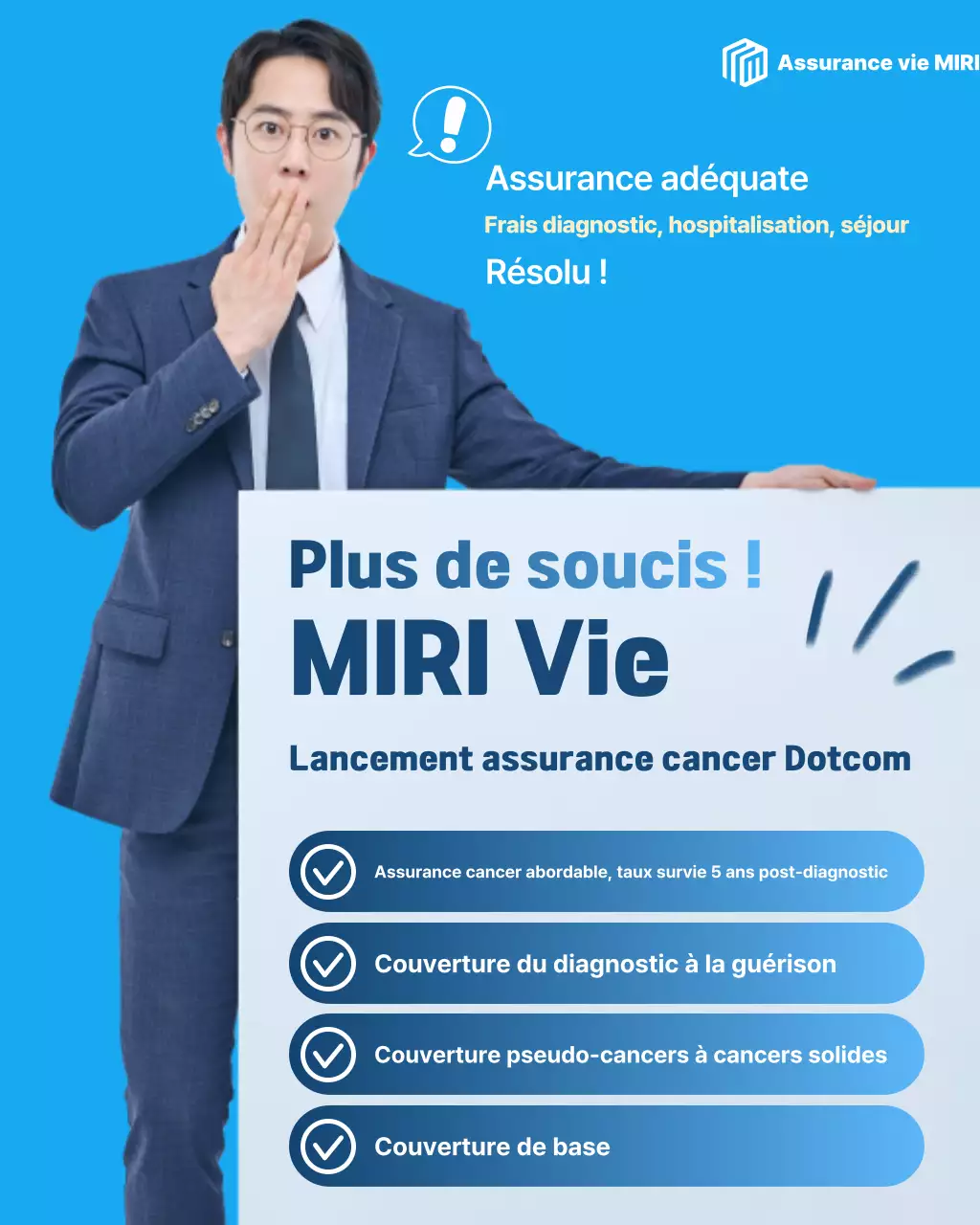 Publicité d'assurance moderne bleue