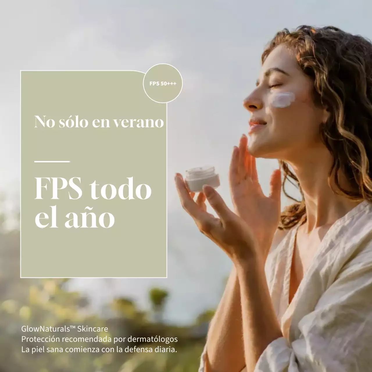Publicidad de cuidado de la piel natural beige en redes sociales