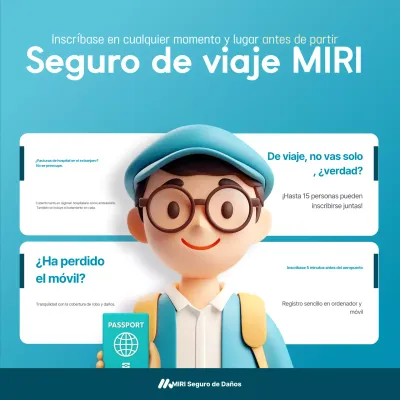 Anuncio de seguro de viaje Sky Blue Modern