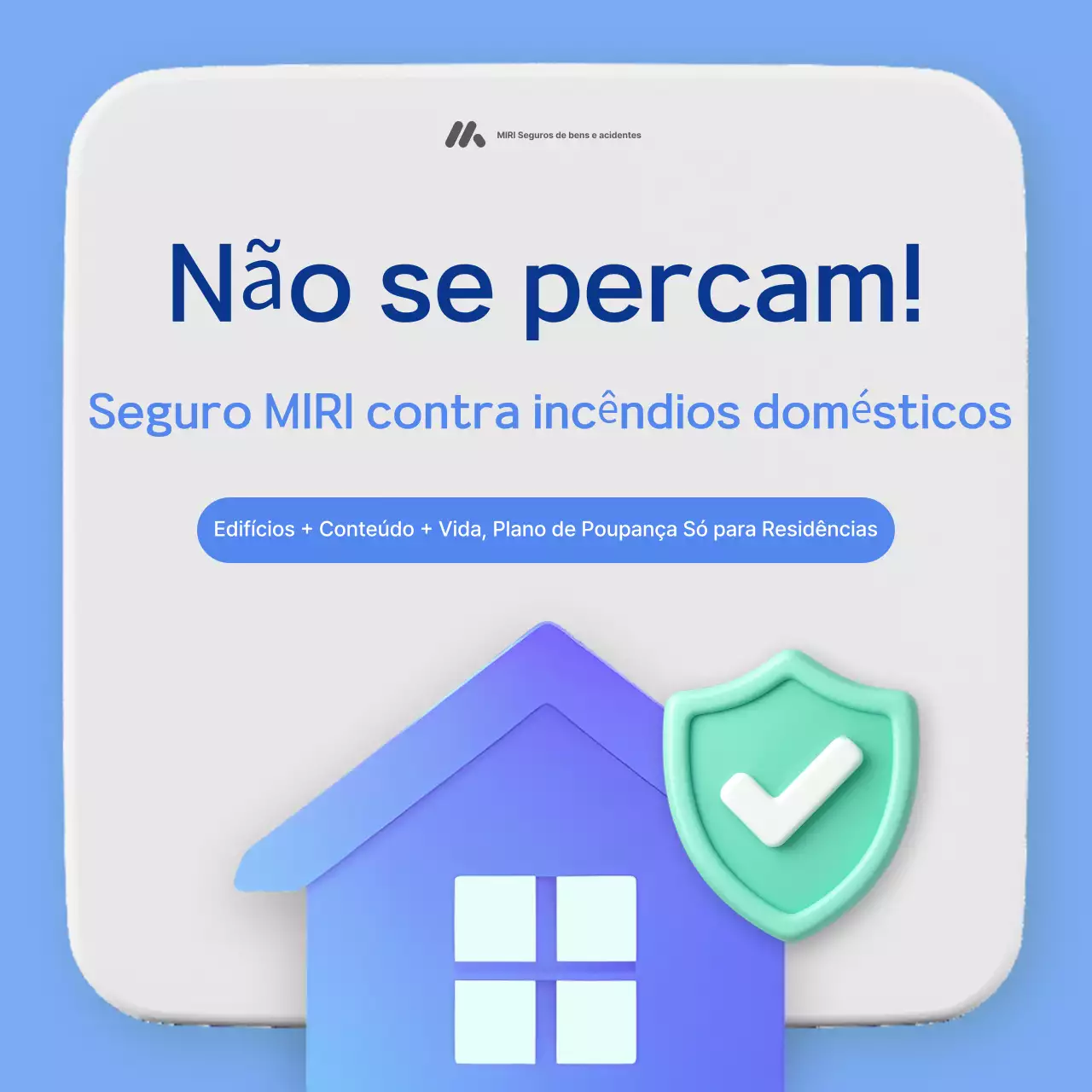 Anúncio de seguro residencial moderno azul-celeste