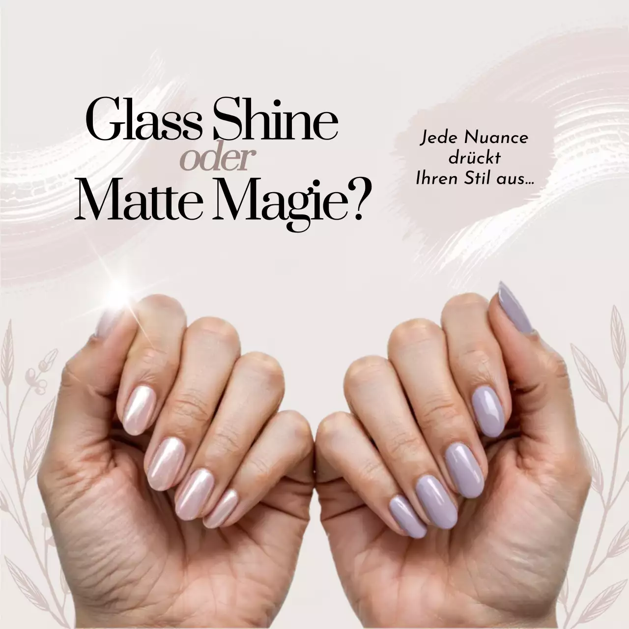 Eleganter Social-Media-Beitrag zu beiger Nagelwerbung