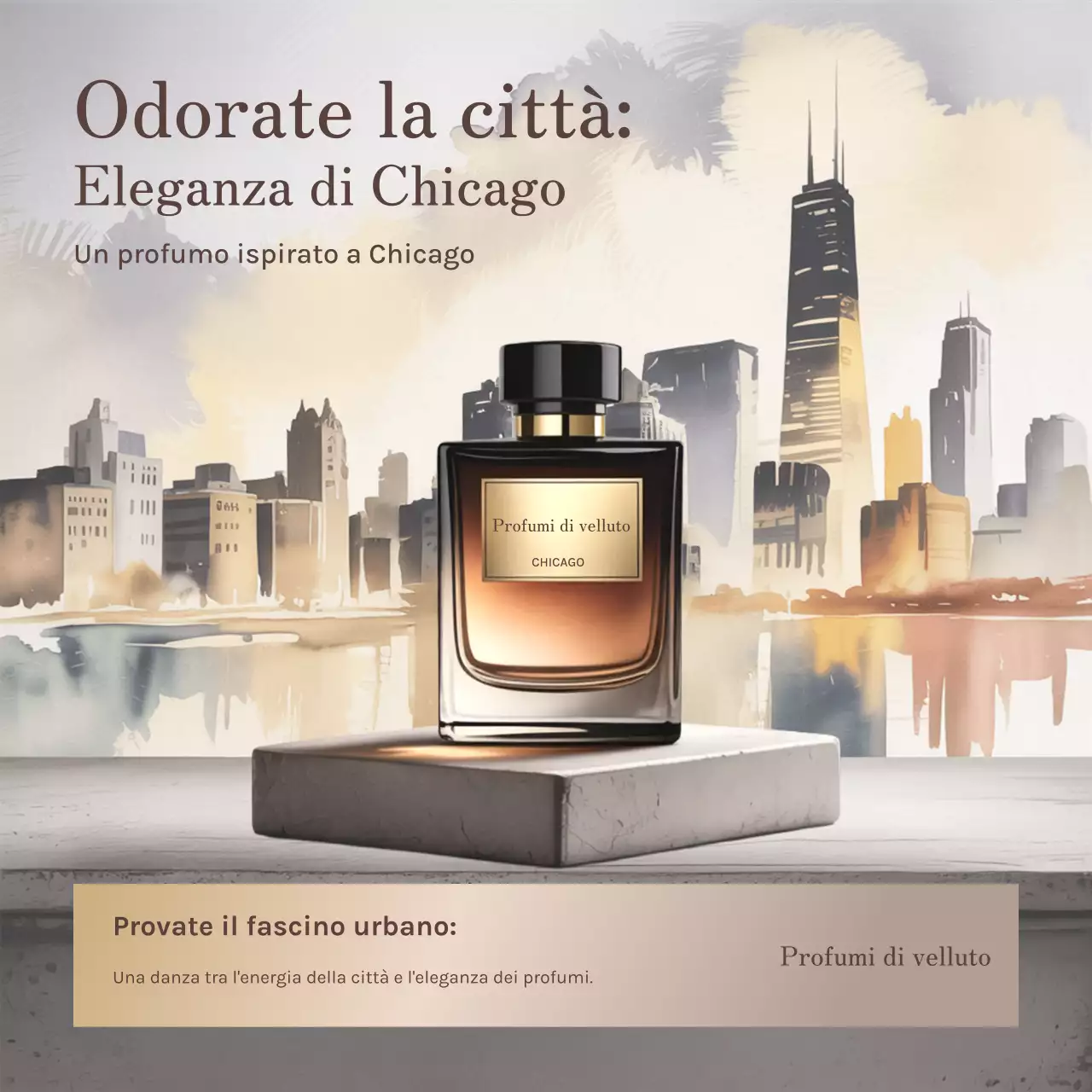 Pubblicità del profumo Beige Elegant sui social media