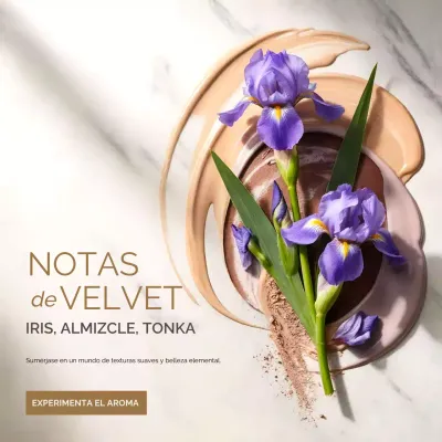 Publicación en redes sociales del anuncio de la fragancia Purple Elegant