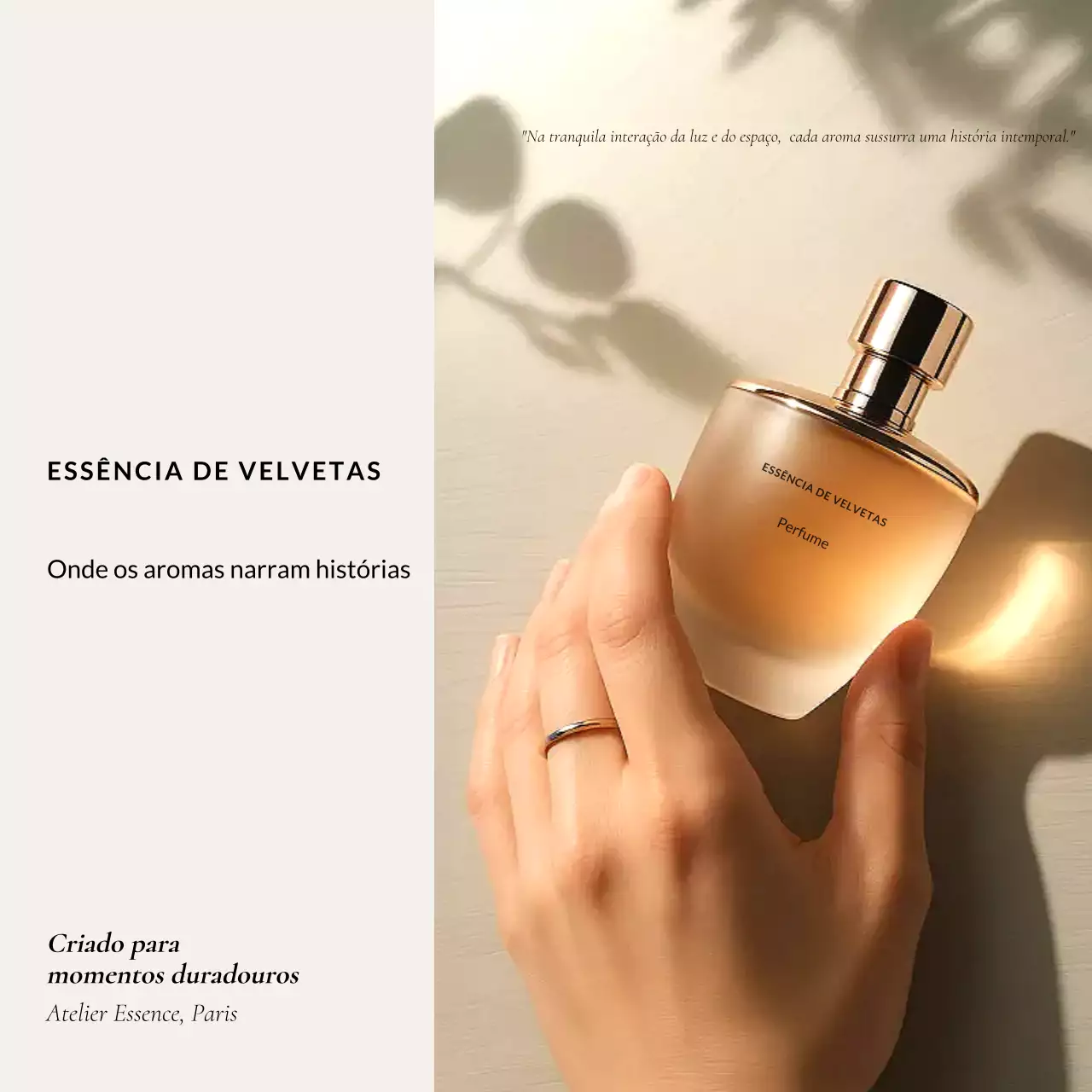 Publicação de anúncio de fragrância elegante bege em mídia social