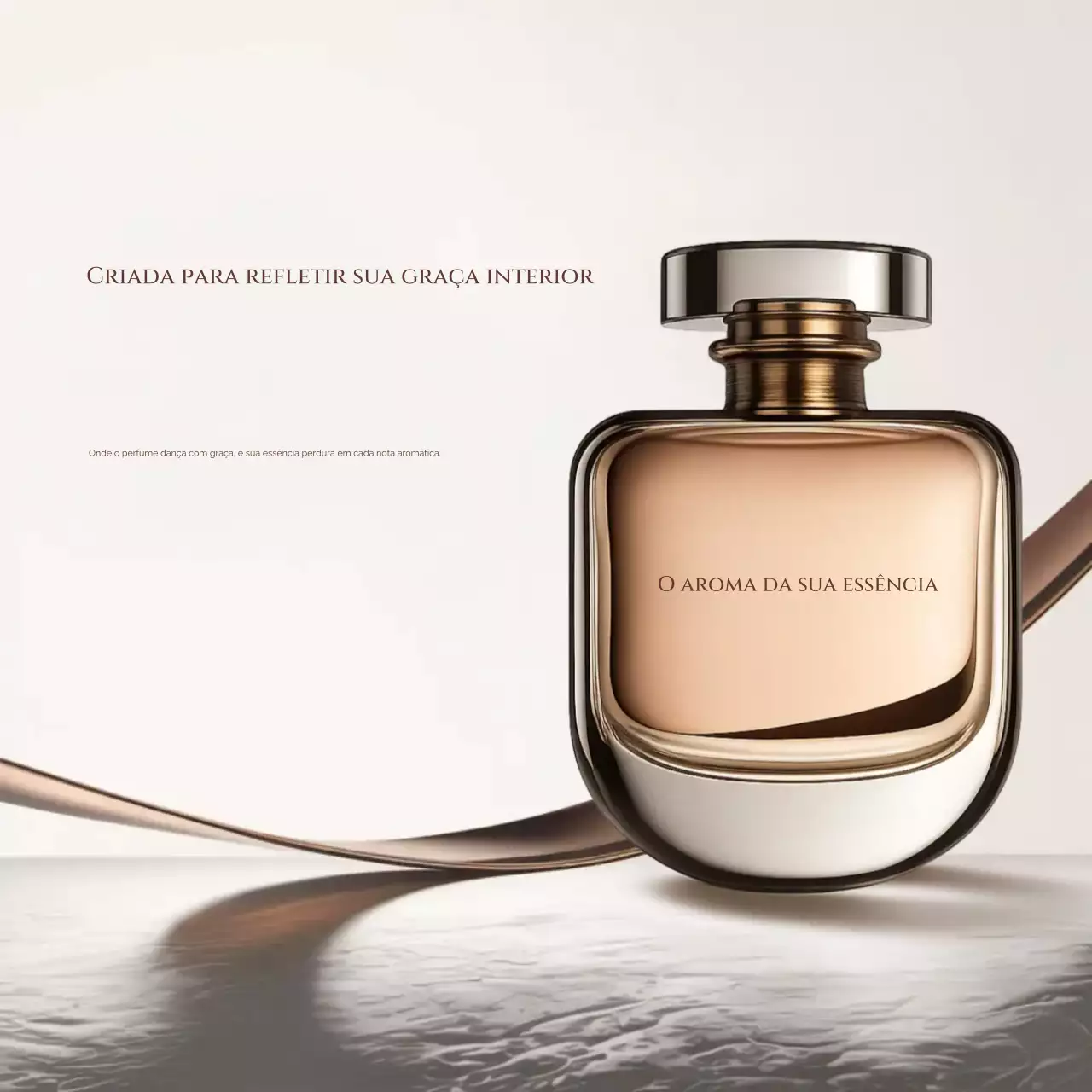 Publicação de anúncio de perfume elegante bege em mídia social
