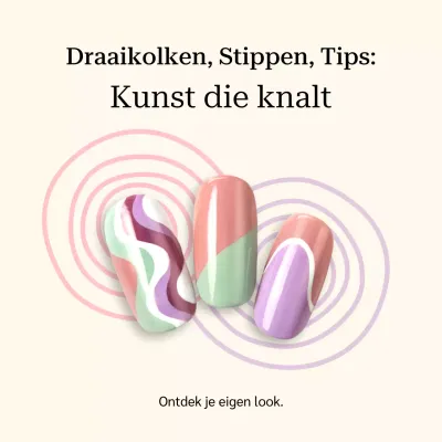 Kleurrijke moderne nagelkunst promotiepost op sociale media