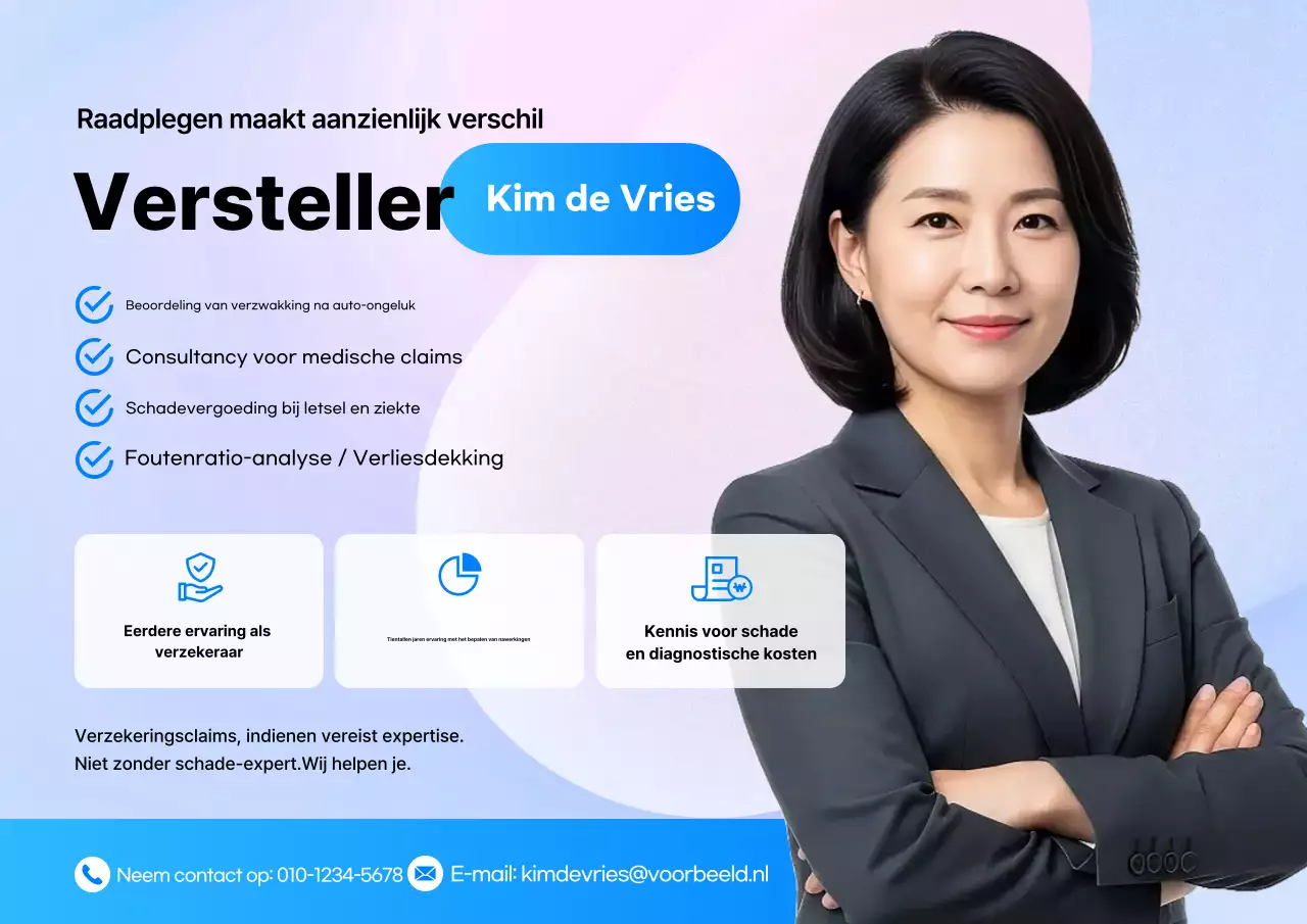 Blauwe moderne schade-expertadvertentie