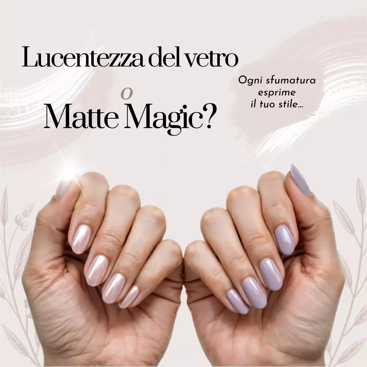 Post sui social media per la pubblicità di unghie eleganti beige