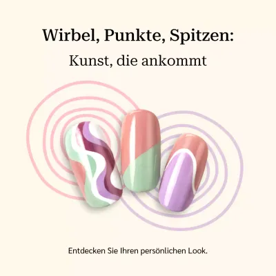 Farbenfroher Social-Media-Beitrag zur modernen Nailart-Werbung