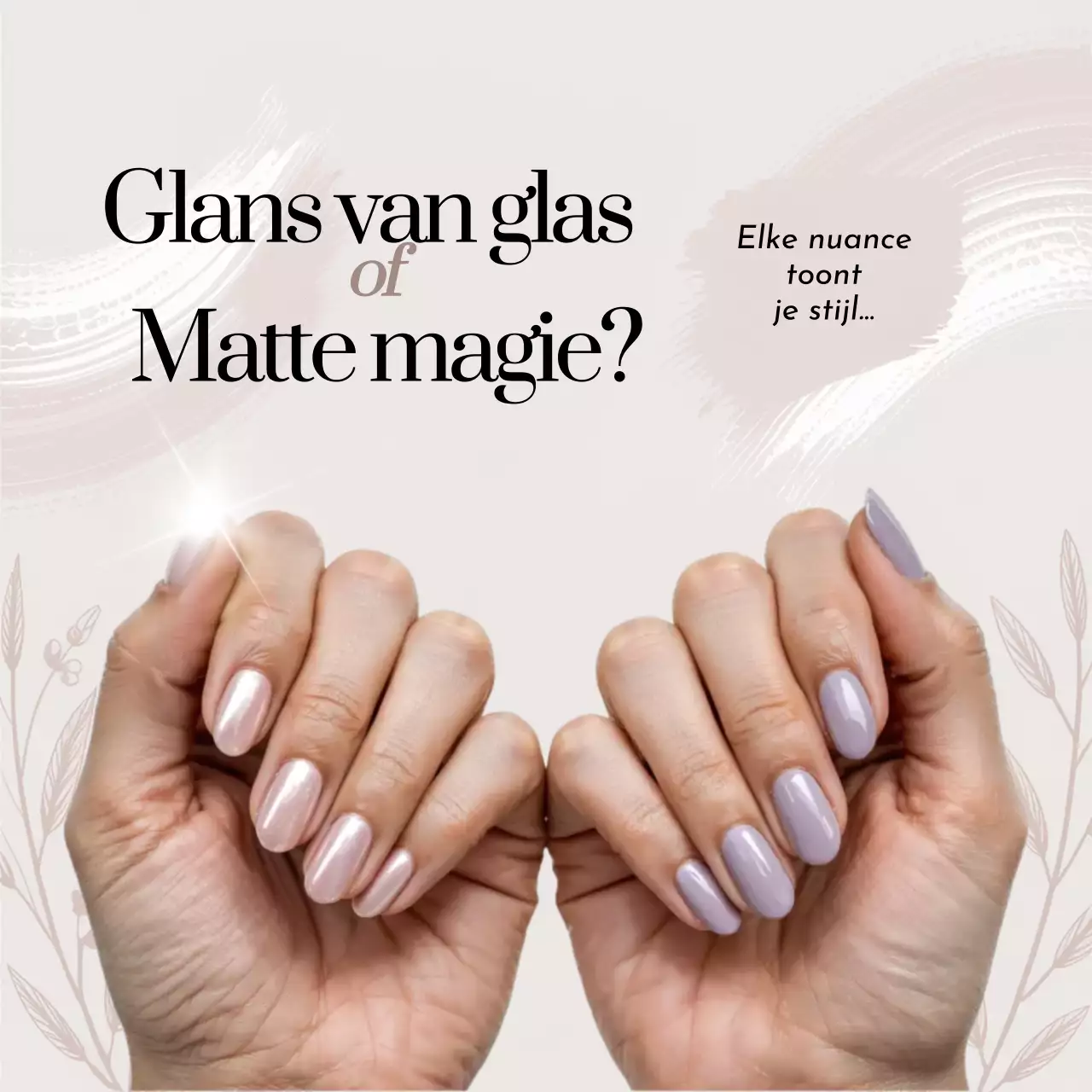 Beige elegante nageladvertentie op sociale media