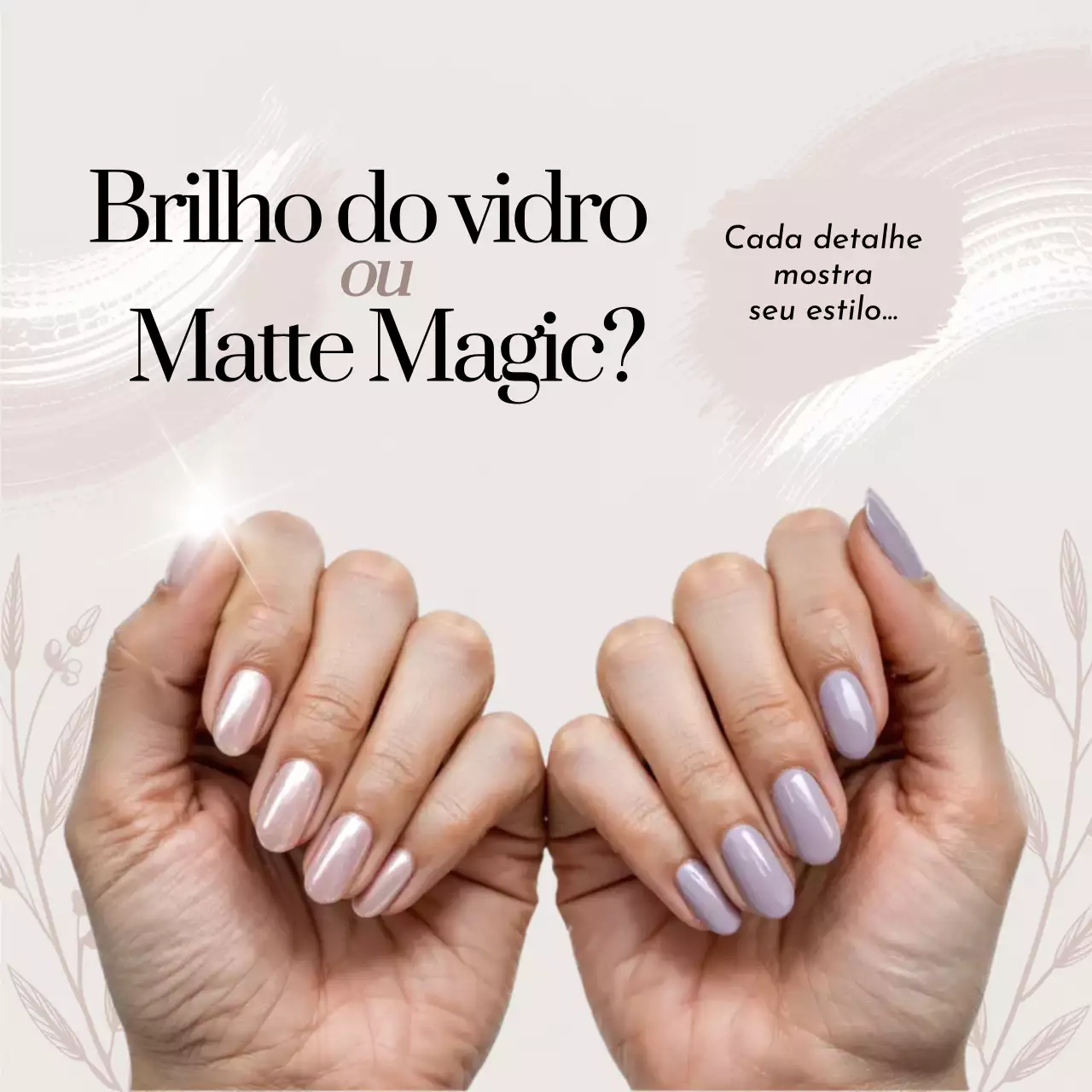 Publicação de anúncio de unhas elegantes bege em mídia social