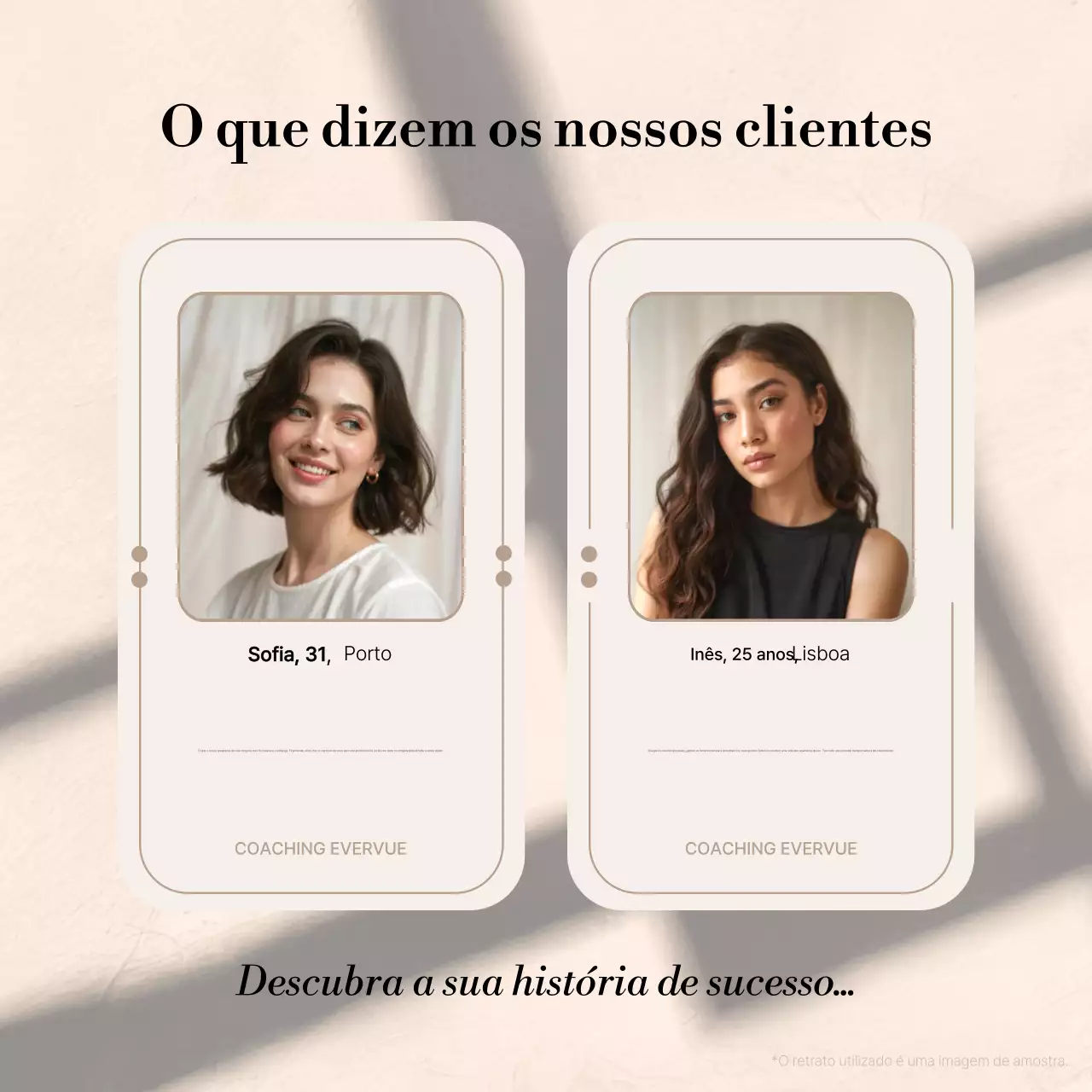 Depoimento promocional de coaching elegante bege em mídia social