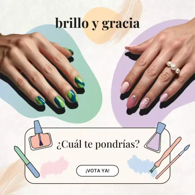 Publicación en redes sociales de un anuncio de uñas coloridas y de moda