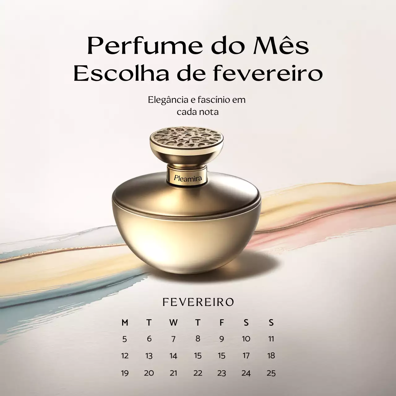 Calendário de Perfumes Dourados Elegantes - Publicação em Mídias Sociais