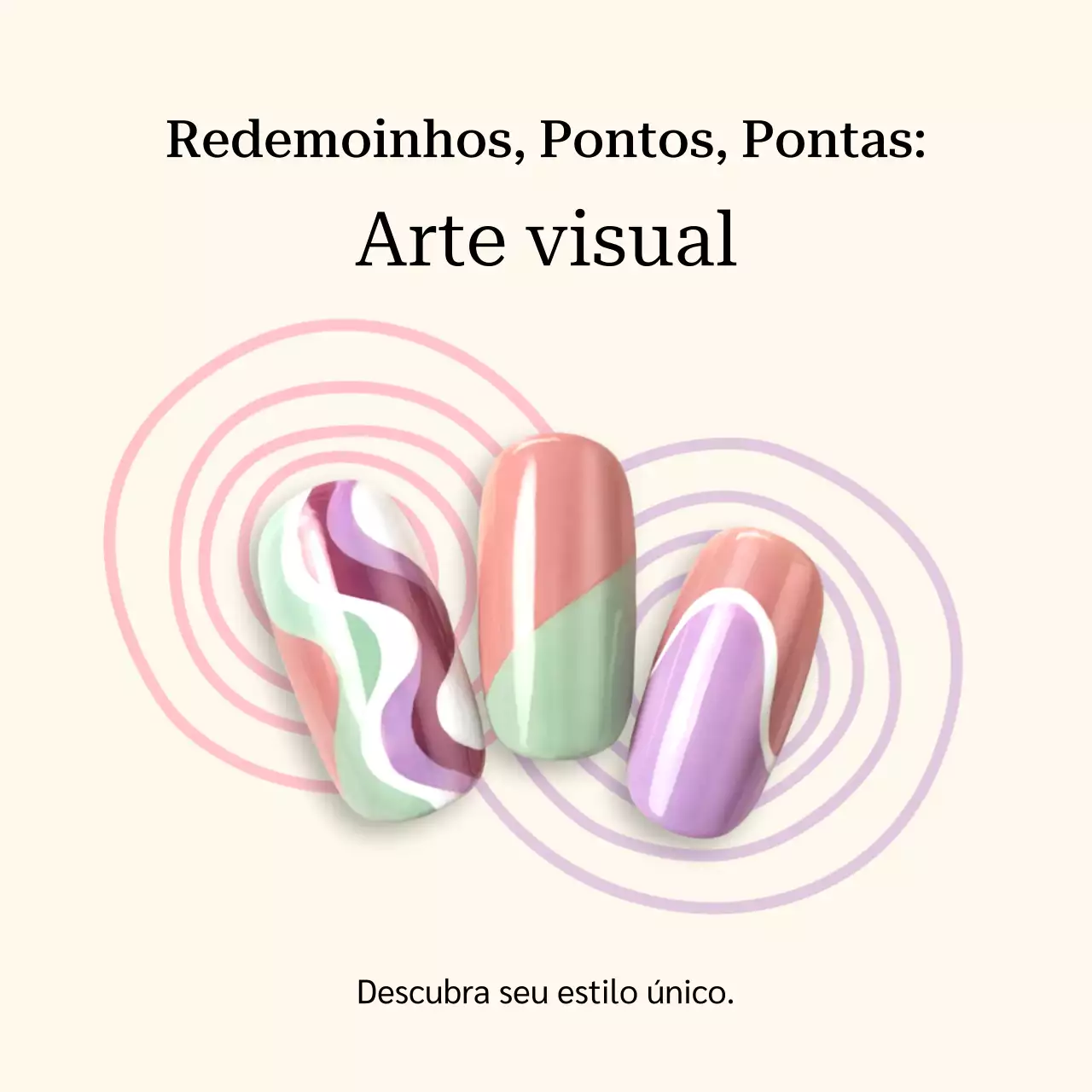 Postagem de mídia social para promoção de nail art moderna e colorida