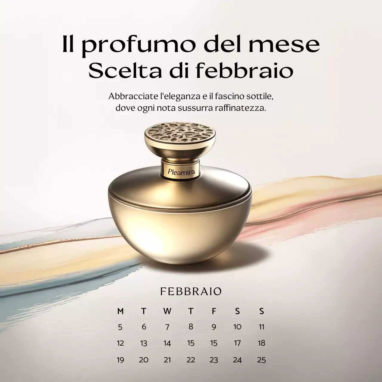 Post sui social media del calendario dei profumi Gold Elegant