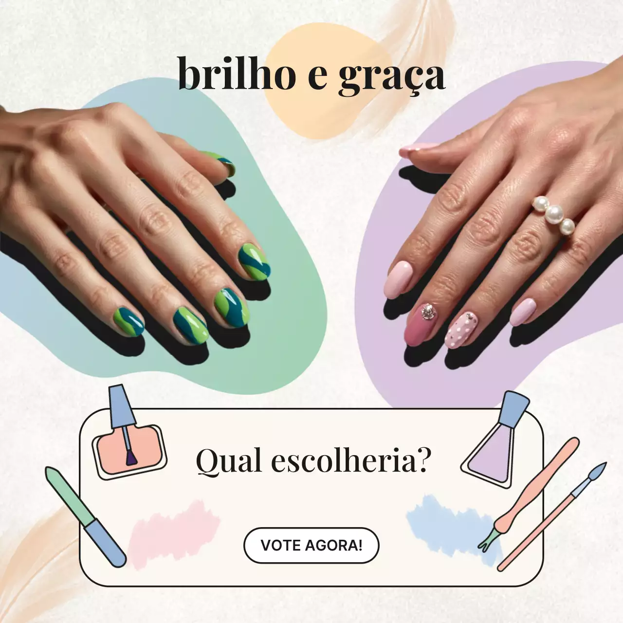 Publicação de anúncio de unhas coloridas e modernas em mídias sociais