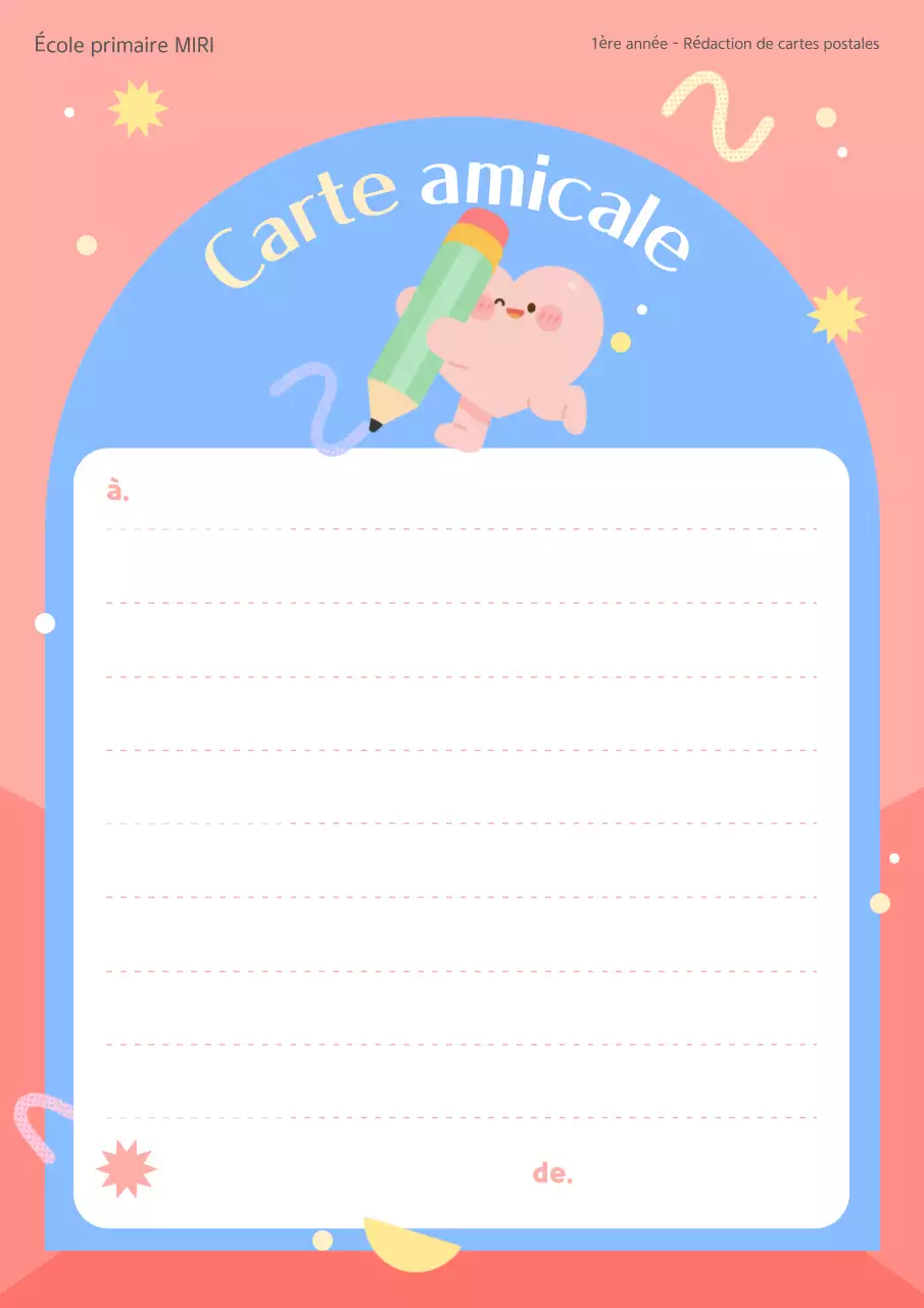 Lettre d'amitié rose pour bébé