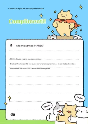 Cartolina di lode per il bambino azzurro