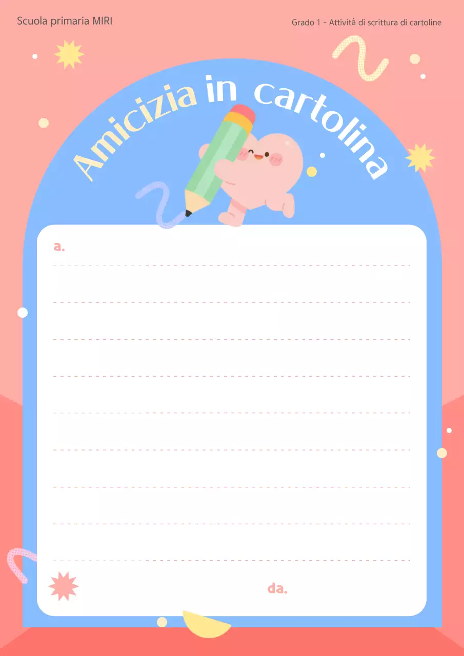 Lettera di amicizia adorabile per bambini rosa