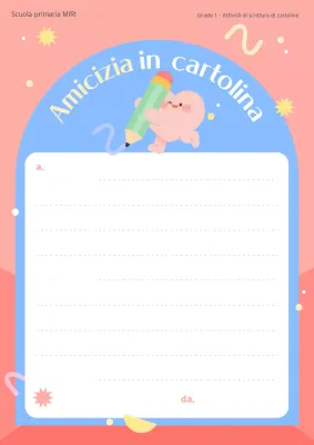 Lettera di amicizia adorabile per bambini rosa