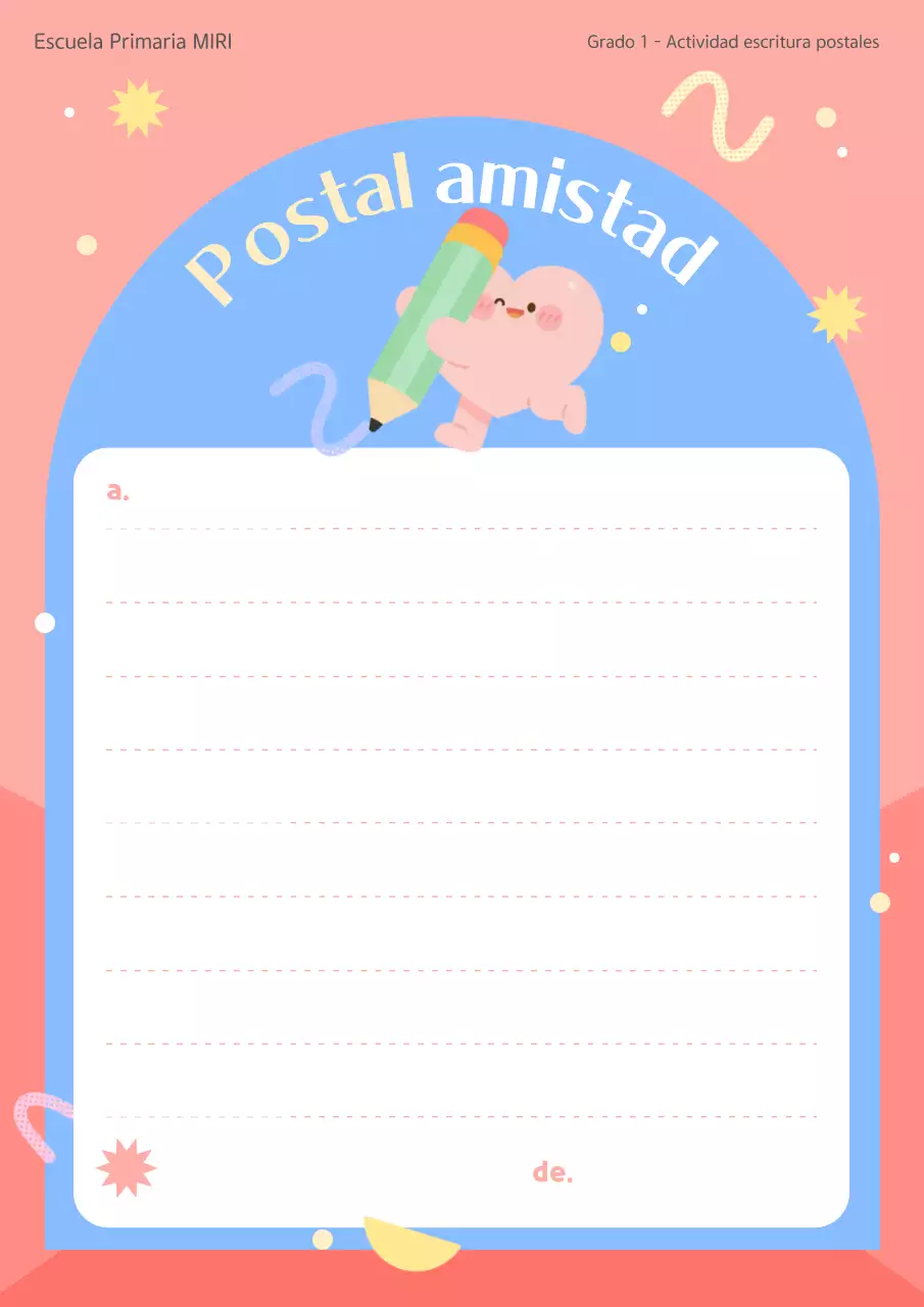 Carta de amistad encantadora de bebé rosa